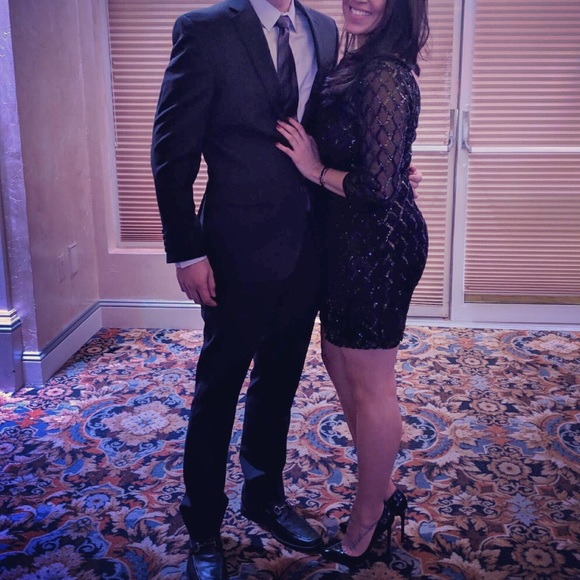 Black short sequin lace dress - Picture 4 of 4